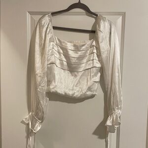 Chic Cream Women's Blouse with Ruffle Detail